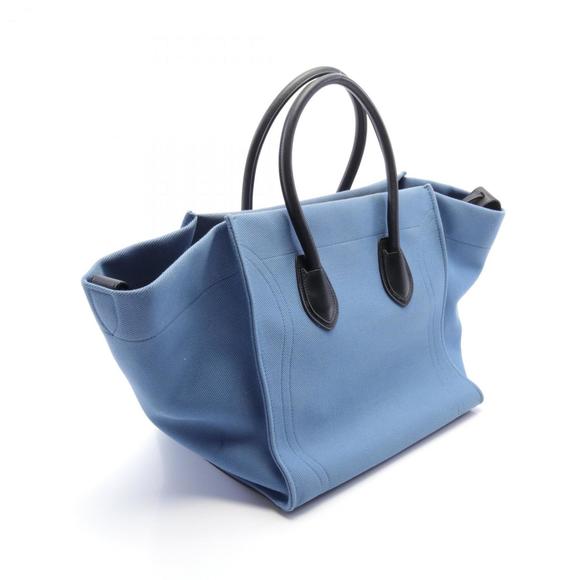 CELINE Luggage Phantom Tote Bag Canvas Leather Women's Blue Black 169953 - Picture 3 of 8